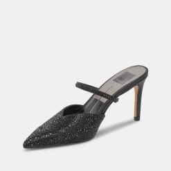 KANIKA CRYSTAL HEELS BLACK METALLIC FABRIC^Dolce Vita New