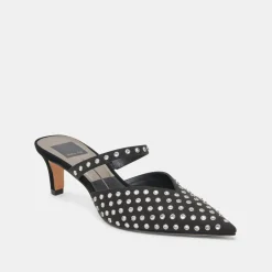 KANIKA MID CRYSTAL STUD HEELS BLACK CRYSTAL^Dolce Vita New