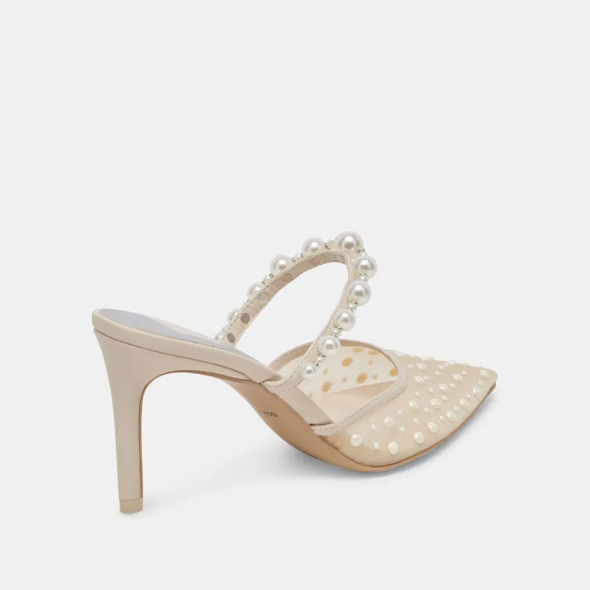 KATIK PEARL WIDE HEELS IVORY MESH^Dolce Vita Clearance