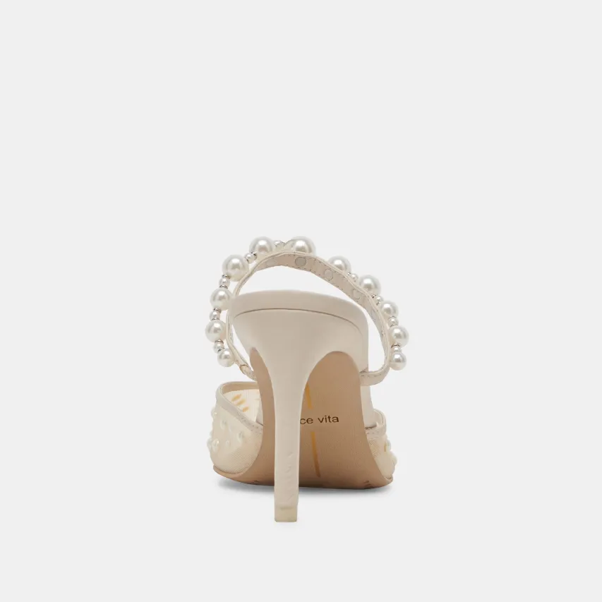 KATIK PEARL WIDE HEELS IVORY MESH^Dolce Vita Clearance