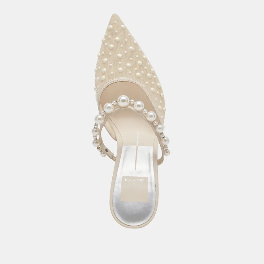 KATIK PEARL WIDE HEELS IVORY MESH^Dolce Vita Clearance