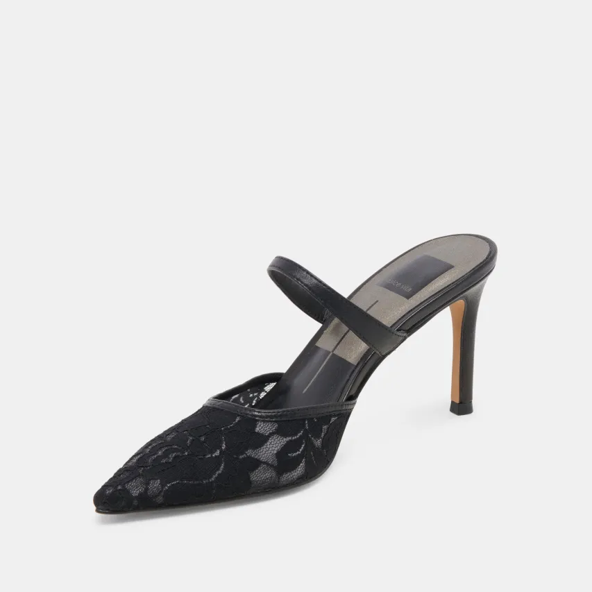 KATIK WIDE HEELS BLACK FLORAL LACE^Dolce Vita Outlet