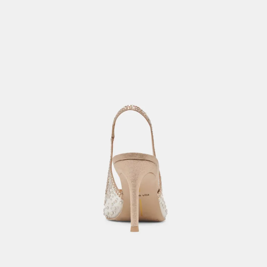 KAYE CRYSTAL HEELS GOLD MESH^Dolce Vita Outlet