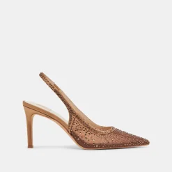 KAYE CRYSTAL HEELS MID BROWN MESH^Dolce Vita New