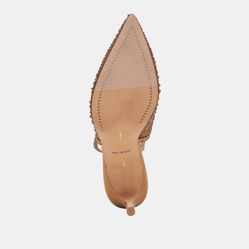 KAYE CRYSTAL HEELS MID BROWN MESH^Dolce Vita New