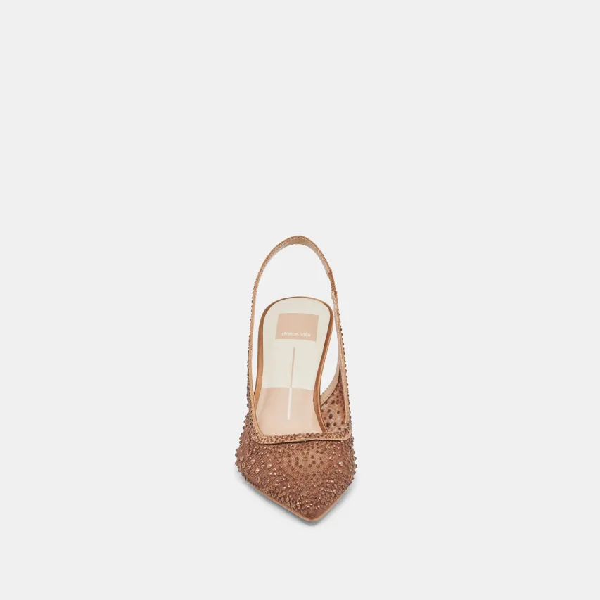KAYE CRYSTAL HEELS MID BROWN MESH^Dolce Vita New