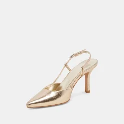 KIM HEELS GOLD DISTRESSED LEATHER^Dolce Vita Online