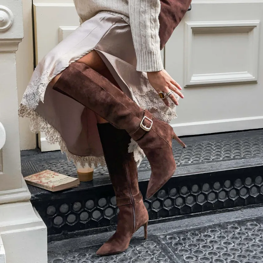 KINZY BOOTS DK BROWN SUEDE^Dolce Vita Sale