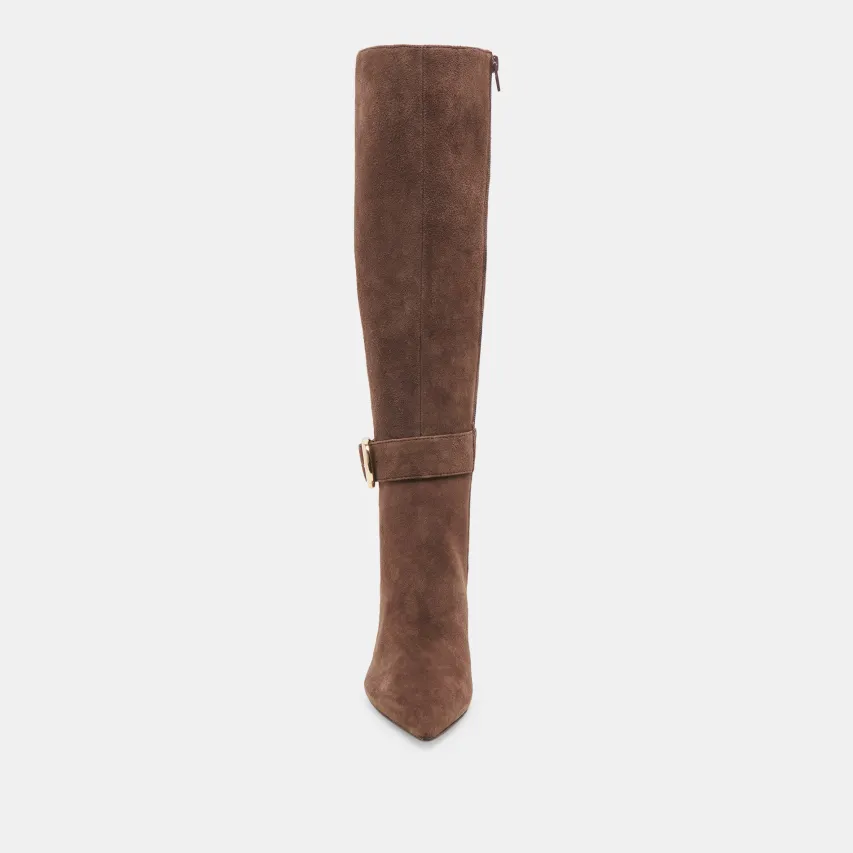 KINZY WIDE CALF BOOTS DK BROWN SUEDE^Dolce Vita Hot