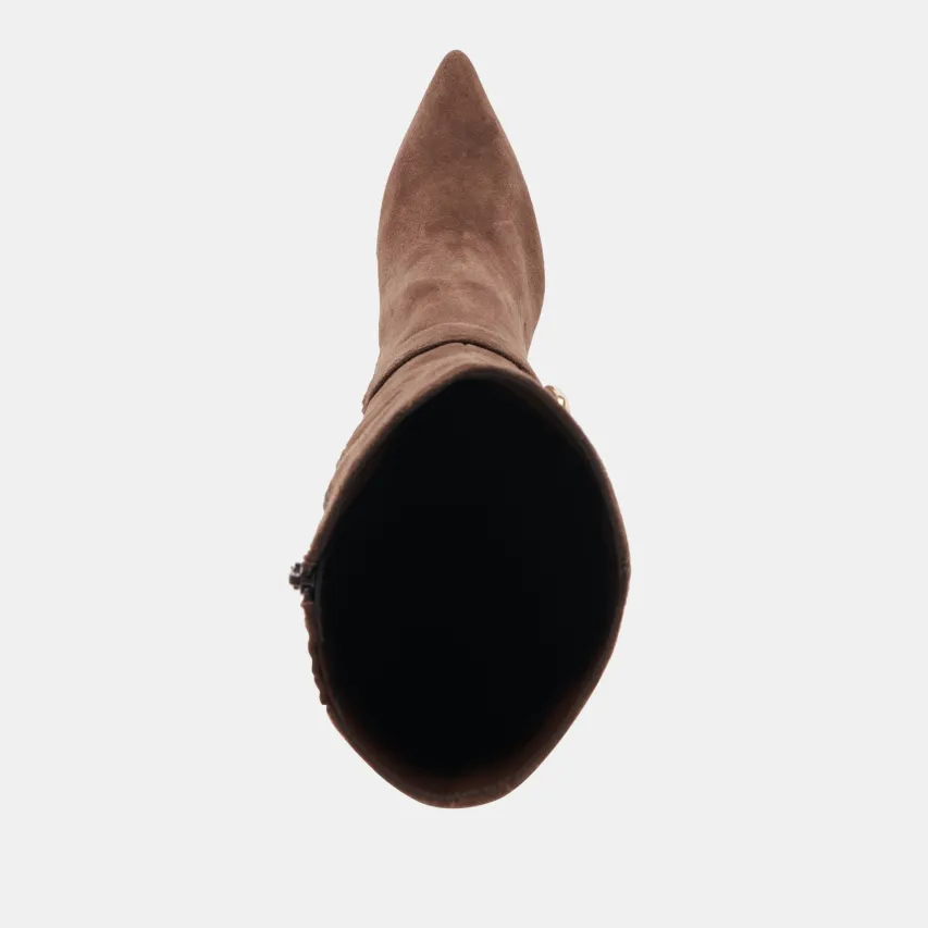 KINZY WIDE CALF BOOTS DK BROWN SUEDE^Dolce Vita Hot