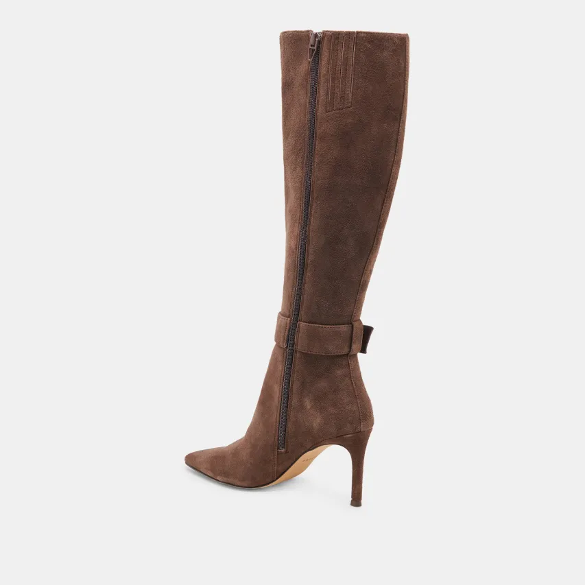 KINZY WIDE CALF BOOTS DK BROWN SUEDE^Dolce Vita Hot