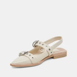 LABELL FLATS IVORY CRINKLE PATENT^Dolce Vita Online