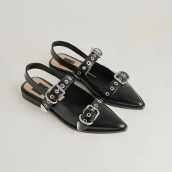 LABELL FLATS MIDNIGHT CRINKLE PATENT^Dolce Vita New