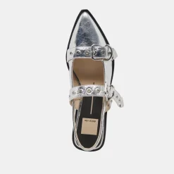 LABELL FLATS SILVER DISTRESSED LEATHER^Dolce Vita Best