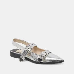 LABELL FLATS SILVER DISTRESSED LEATHER^Dolce Vita Best
