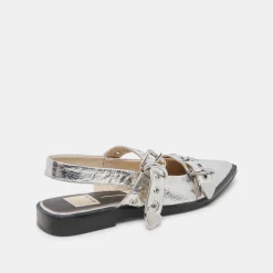 LABELL FLATS SILVER DISTRESSED LEATHER^Dolce Vita Best