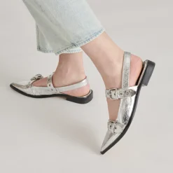 LABELL FLATS SILVER DISTRESSED LEATHER^Dolce Vita Best