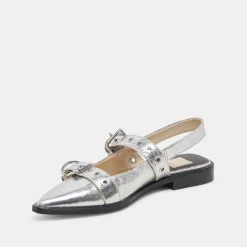 LABELL FLATS SILVER DISTRESSED LEATHER^Dolce Vita Best