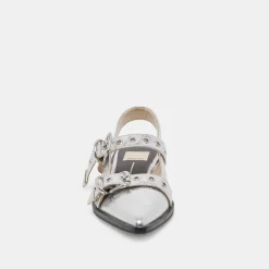 LABELL FLATS SILVER DISTRESSED LEATHER^Dolce Vita Best