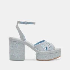 LAISHA HEELS LIGHT BLUE FLORAL EYELET^Dolce Vita Fashion