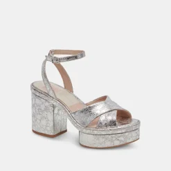 LAISHA HEELS SILVER DISTRESSED LEATHER^Dolce Vita Outlet