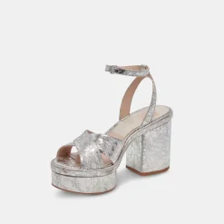 LAISHA HEELS SILVER DISTRESSED LEATHER^Dolce Vita Outlet