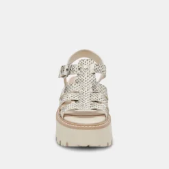 LATICE SANDALS GREY WHITE EMBOSSED LEATHER^Dolce Vita Discount