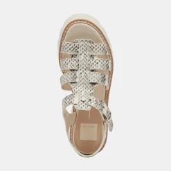 LATICE SANDALS GREY WHITE EMBOSSED LEATHER^Dolce Vita Discount