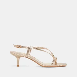 LAURY HEELS CHAMPAGNE EMBOSSED LEATHER^Dolce Vita Online