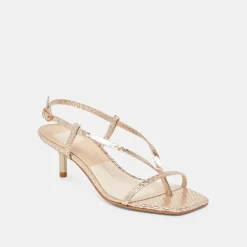 LAURY HEELS CHAMPAGNE EMBOSSED LEATHER^Dolce Vita Online