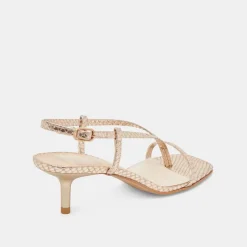 LAURY HEELS CHAMPAGNE EMBOSSED LEATHER^Dolce Vita Online