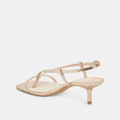 LAURY HEELS CHAMPAGNE EMBOSSED LEATHER^Dolce Vita Online