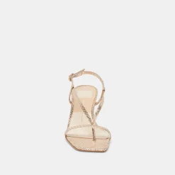 LAURY HEELS CHAMPAGNE EMBOSSED LEATHER^Dolce Vita Online
