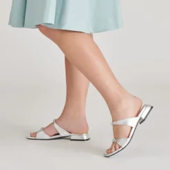 LAVERN SANDALS SILVER METALLIC LEATHER^Dolce Vita Outlet