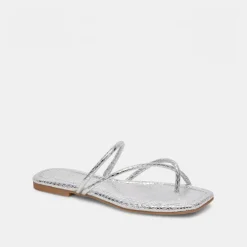 LEANNA SANDALS SILVER EMBOSSED STELLA^Dolce Vita Fashion