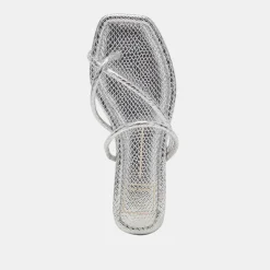 LEANNA SANDALS SILVER EMBOSSED STELLA^Dolce Vita Fashion