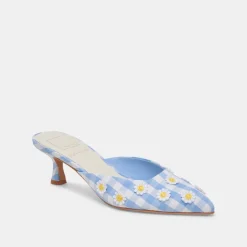 LILOU HEELS WHITE BLUE GINGHAM^Dolce Vita Hot