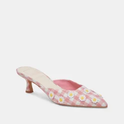 LILOU HEELS WHITE PINK GINGHAM^Dolce Vita Fashion