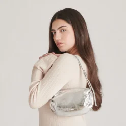 LIVI SHOULDER BAG SILVER DISTRESSED LEATHER^Dolce Vita Hot