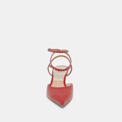 LOKLYN STUD HEELS RED CRINKLE PATENT^Dolce Vita Clearance