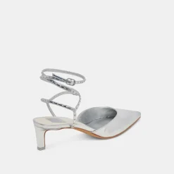 LOKLYN STUD HEELS SILVER CRINKLE PATENT^Dolce Vita Best