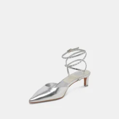 LOKLYN STUD HEELS SILVER CRINKLE PATENT^Dolce Vita Best