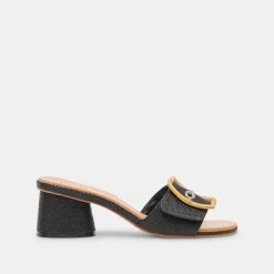 LUCEY WIDE HEELS BLACK RAFFIA^Dolce Vita New