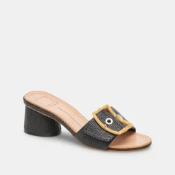 LUCEY WIDE HEELS BLACK RAFFIA^Dolce Vita New