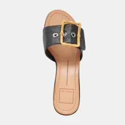 LUCEY WIDE HEELS BLACK RAFFIA^Dolce Vita New