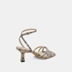 MANJI HEELS BLACK WHITE EMBOSSED SNAKE^Dolce Vita Online