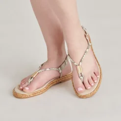 MERYL SANDALS GREY WHITE EMBOSSED LEATHER^Dolce Vita Clearance