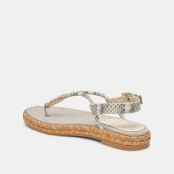 MERYL SANDALS GREY WHITE EMBOSSED LEATHER^Dolce Vita Clearance