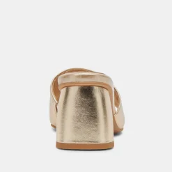 MINNY DRESS WIDE HEELS ROSE GOLD METALLIC LEATHER^Dolce Vita New