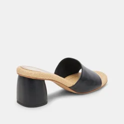 MINNY RAFFIA HEELS BLACK LEATHER^Dolce Vita Discount